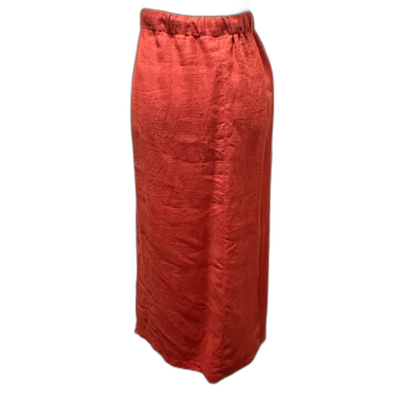 Coldwater Creek 100% Linen Maxi Skirt Orange‎ Lagenlook Natural Plus Size 1X - Picture 4 of 5